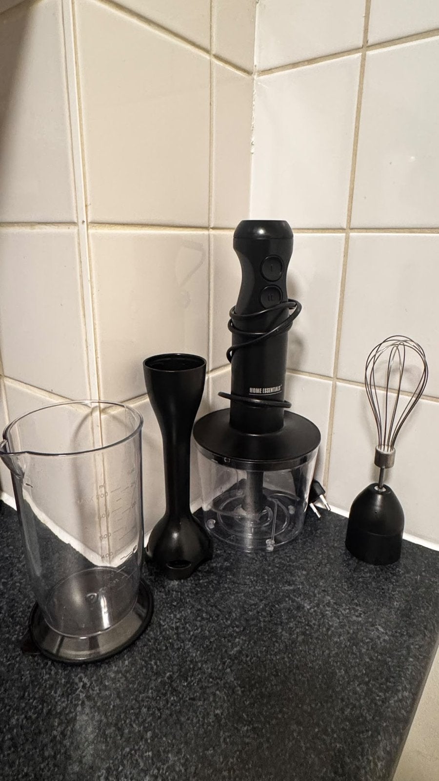 Home Essentials Staafmixer Set - Zwart, Ophalen, 2 snelheden, Zo goed als nieuw, Vaatwasserbestendig