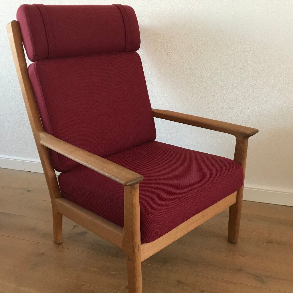 Getama Hans J. Wegner GE265 fauteuil rood, Ophalen, 75 tot 100 cm, Nvt, Stof