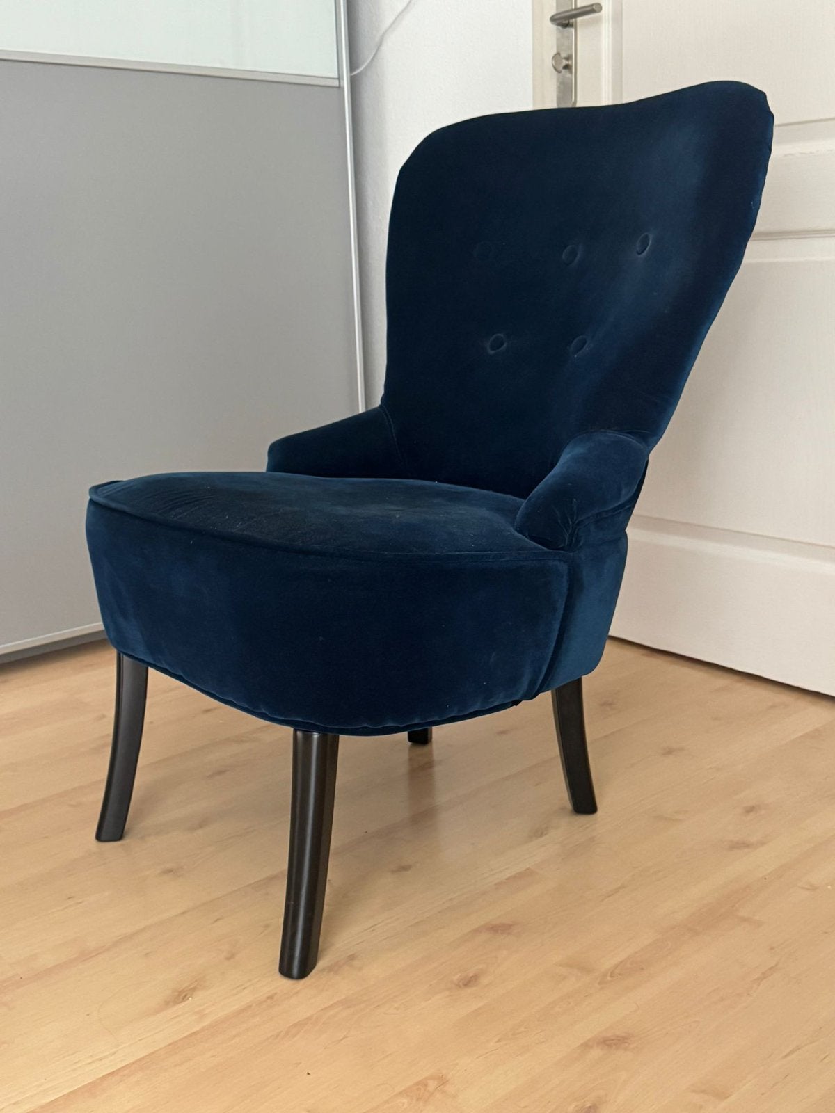 Stoel blauw stof, Ophalen, 75 tot 100 cm, Zo goed als nieuw, Stof