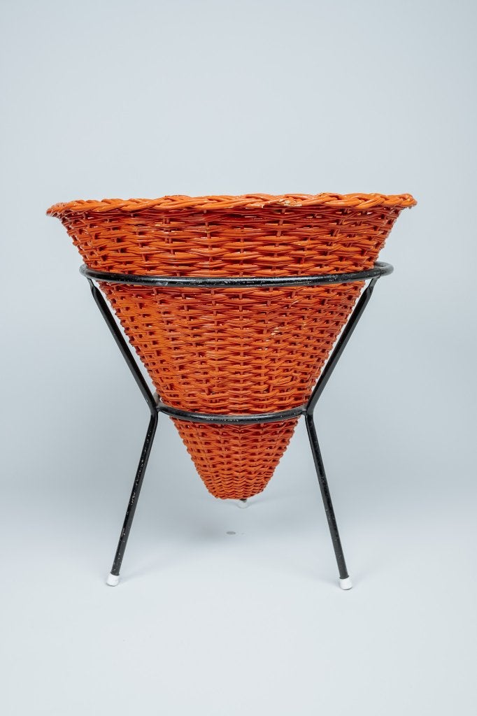 Vintage oranje mand Dirk van Sliedrecht voor Rohé, =, =, Ophalen of Verzenden, Riet