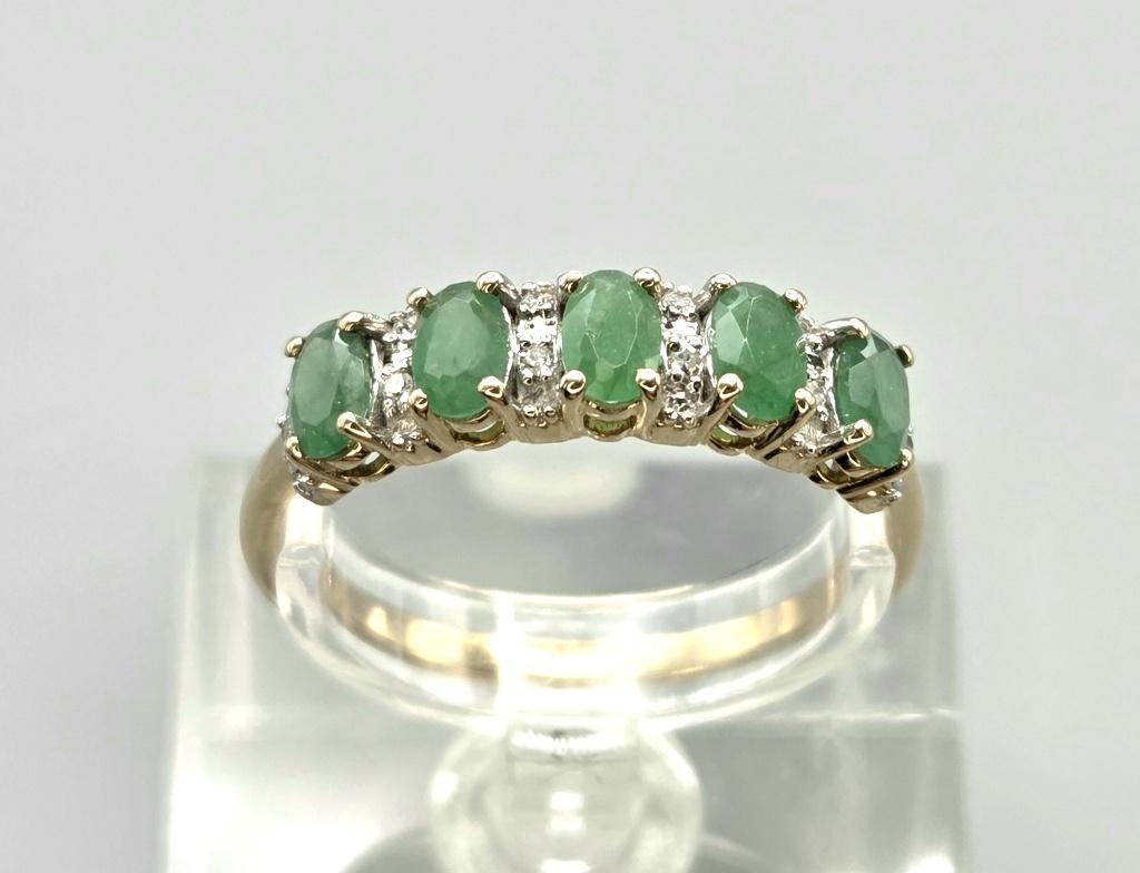 Vintage ring met edelsteen smaragd en diamant. 2026/304, 20 of groter, ., Nieuw, Ophalen of Verzenden