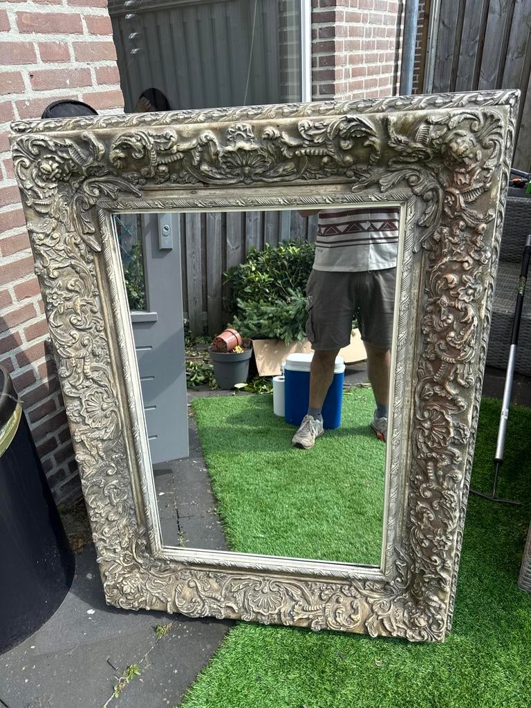 Grote Barok Spiegel - Antiek Gouden Frame, Huis en Inrichting, Woonaccessoires | Spiegels, Ophalen of Verzenden, Zo goed als nieuw