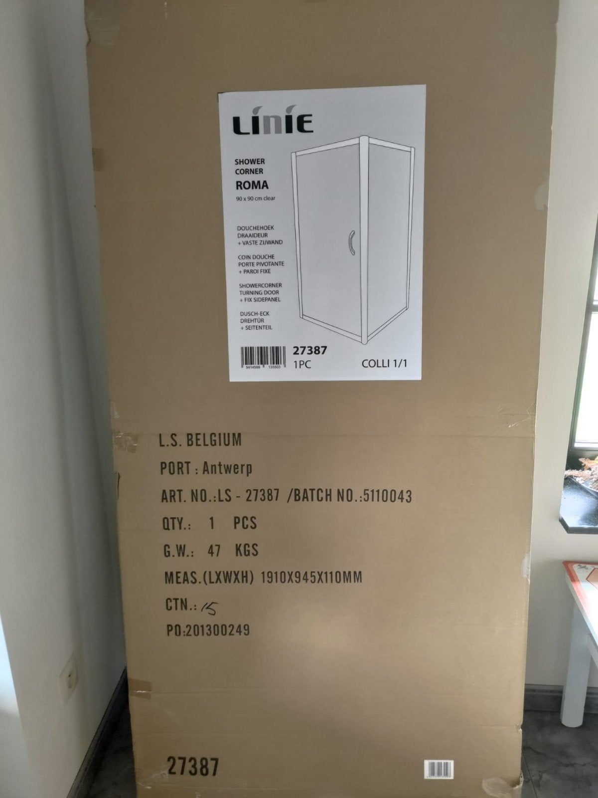 Nieuwe douchecabine Liníe Roma 90x90cm, Doe-het-zelf en Verbouw, Ophalen, Nieuw, Glas, Douche