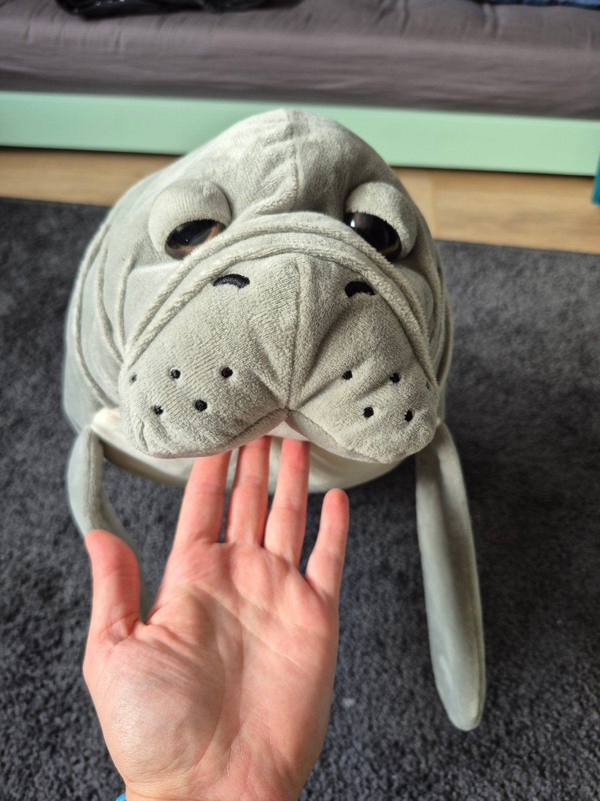 Knuffel Zeekoe - Nature Planet - 68 cm - Grijs, Overige karakters, Overige typen, Grijs, Nieuw