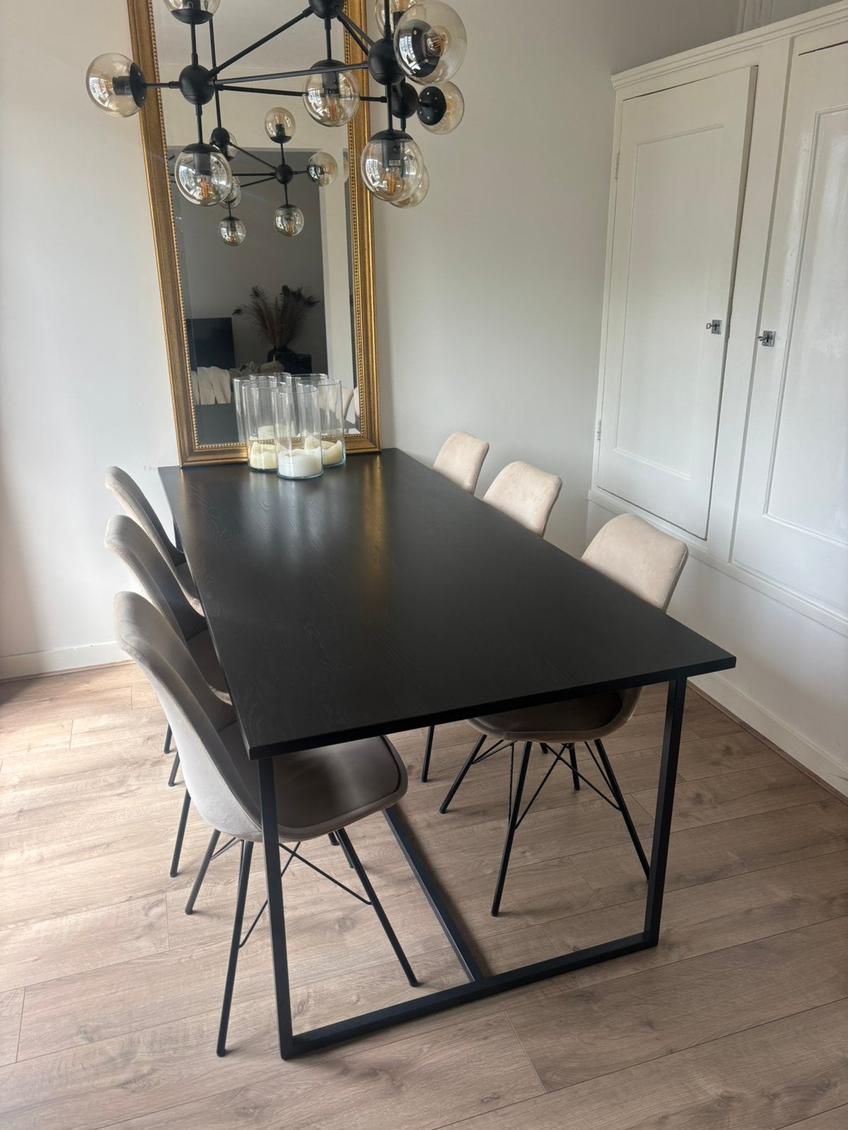 Eettafel zwart, Huis en Inrichting, Ophalen, Gebruikt, 50 tot 100 cm, Vijf personen of meer