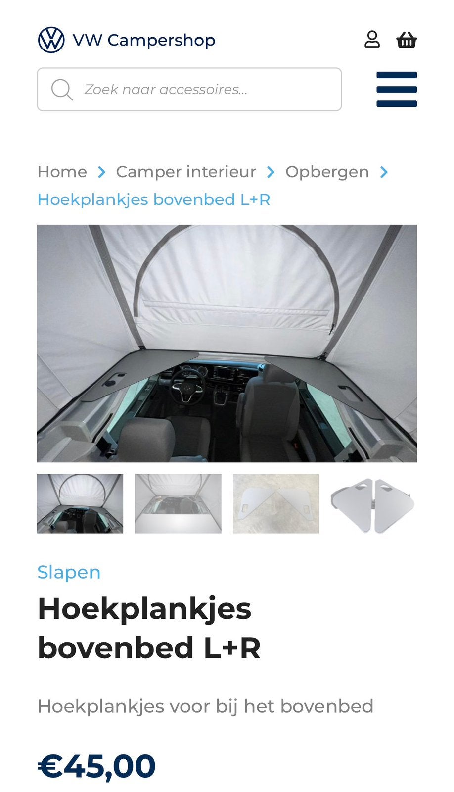1x Hoekplankje bovenbed California T5, 6 en 6.1, Ophalen of Verzenden, Zo goed als nieuw