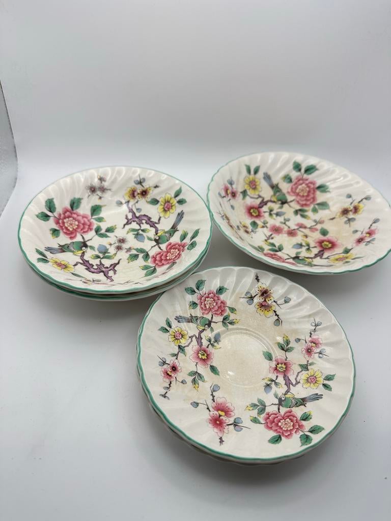 Set van 3 Old Field bordjes met bloemen en vogels, Antiek en Kunst, Ophalen of Verzenden
