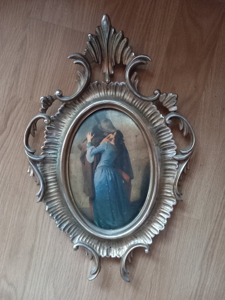 Prachtige Romantische scène zijde in lijst, Ophalen