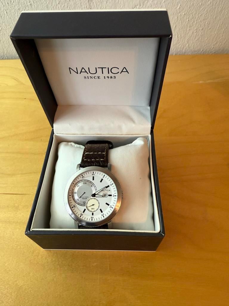 Nautica horloge set: 2 polshorloges en een zakhorloge, Sieraden, Tassen en Uiterlijk, Horloges | Heren, Overige merken, Leer, Staal