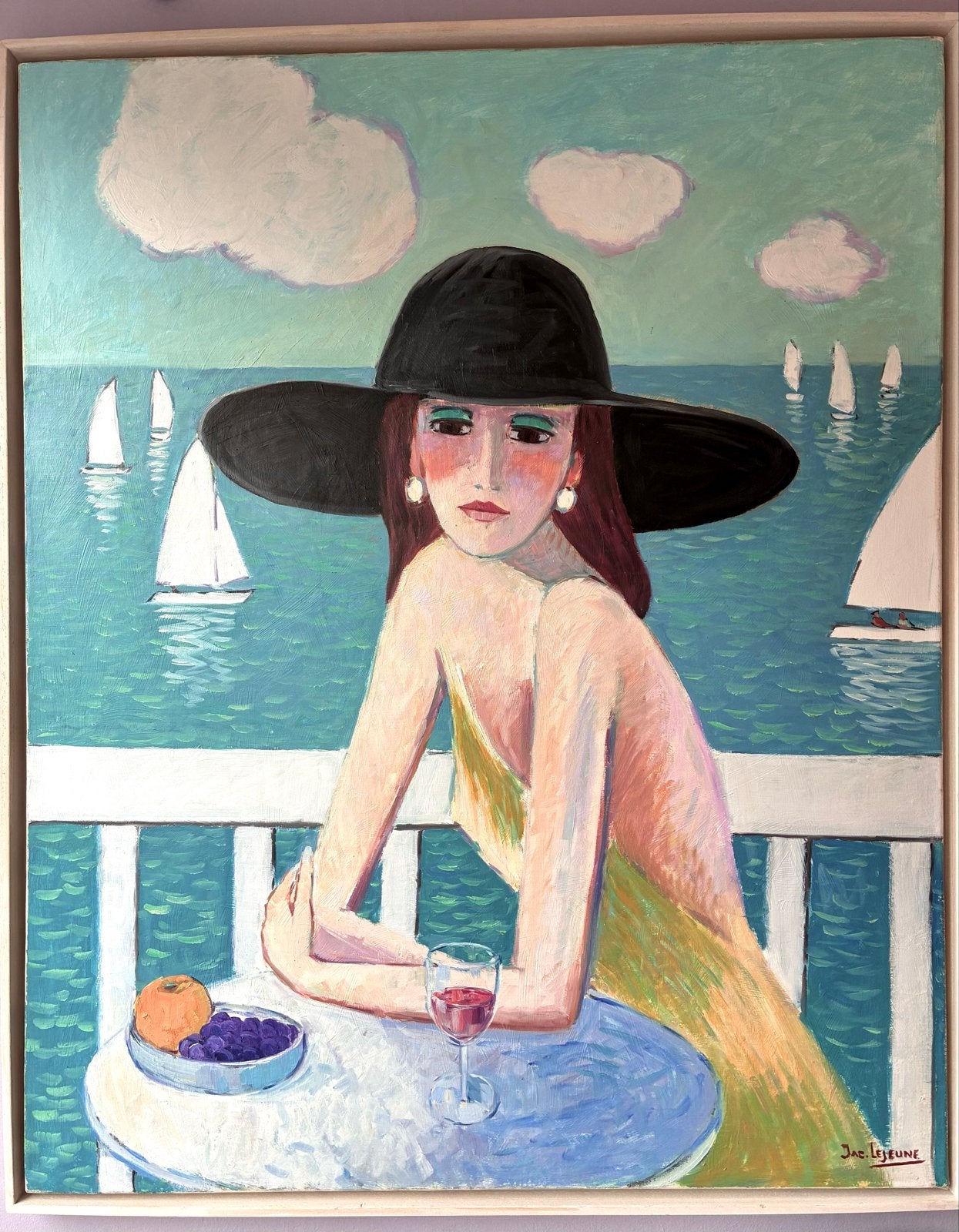 Schilderij Jacques Renard Lejeune (1930-2003) 103x84cm, Figuren, Ophalen of Verzenden, Textiel, Gesigneerd