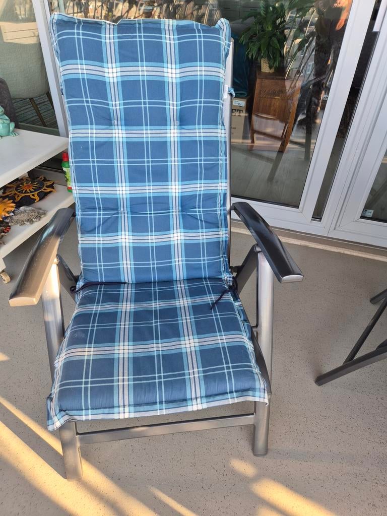 4 blauwe tuinstoelkussens, Tuin en Terras, Tuinmeubel-accessoires, Ophalen