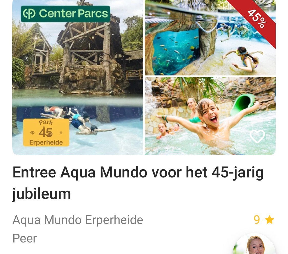 Entreekaart center parcs erperheide aquamundo, Eén persoon, Ticket of Toegangskaart