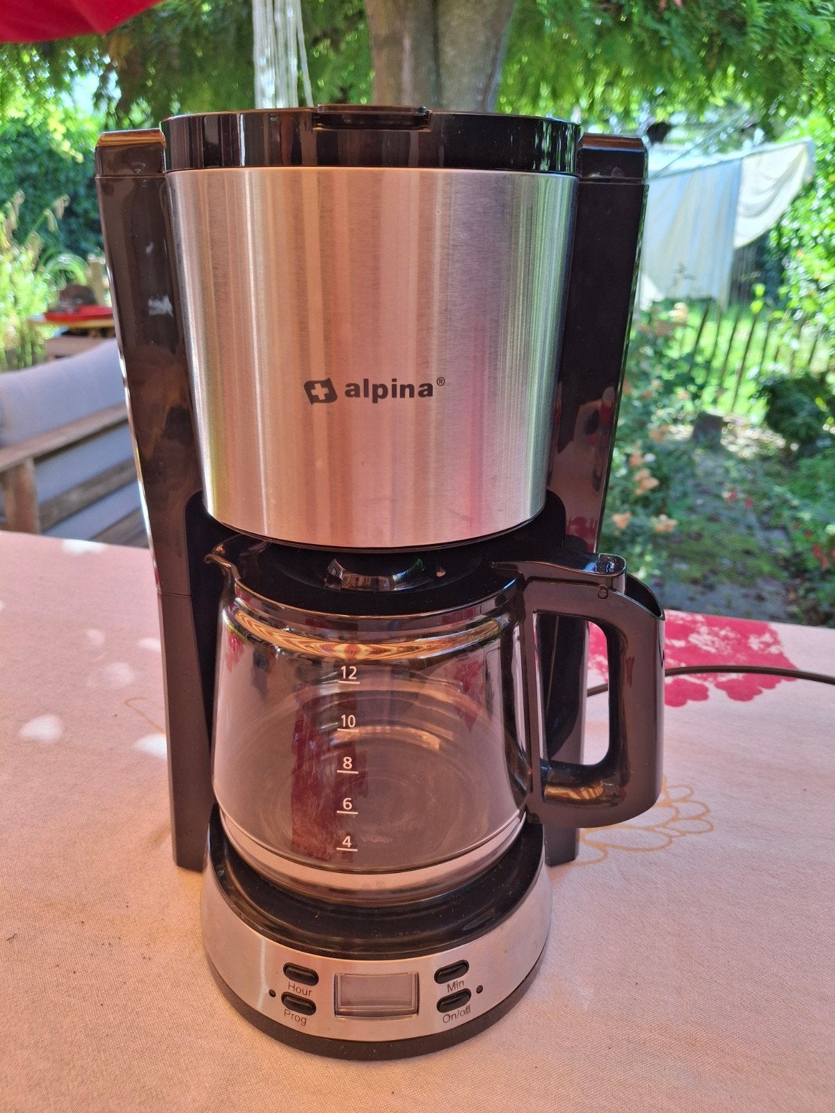 Alpina Koffiezetapparaat met Timer en Glazen Kan en koffie!, Witgoed en Apparatuur, Afneembaar waterreservoir, 10 kopjes of meer