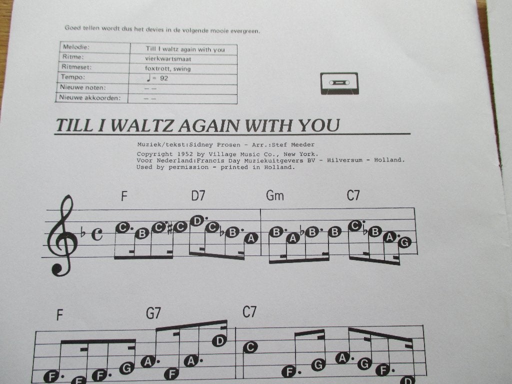 Muziekblad 'Till I Waltz Again With You' - Sidney Prosen, Muziek en Instrumenten, Bladmuziek, Keyboard, Gebruikt, Ophalen of Verzenden