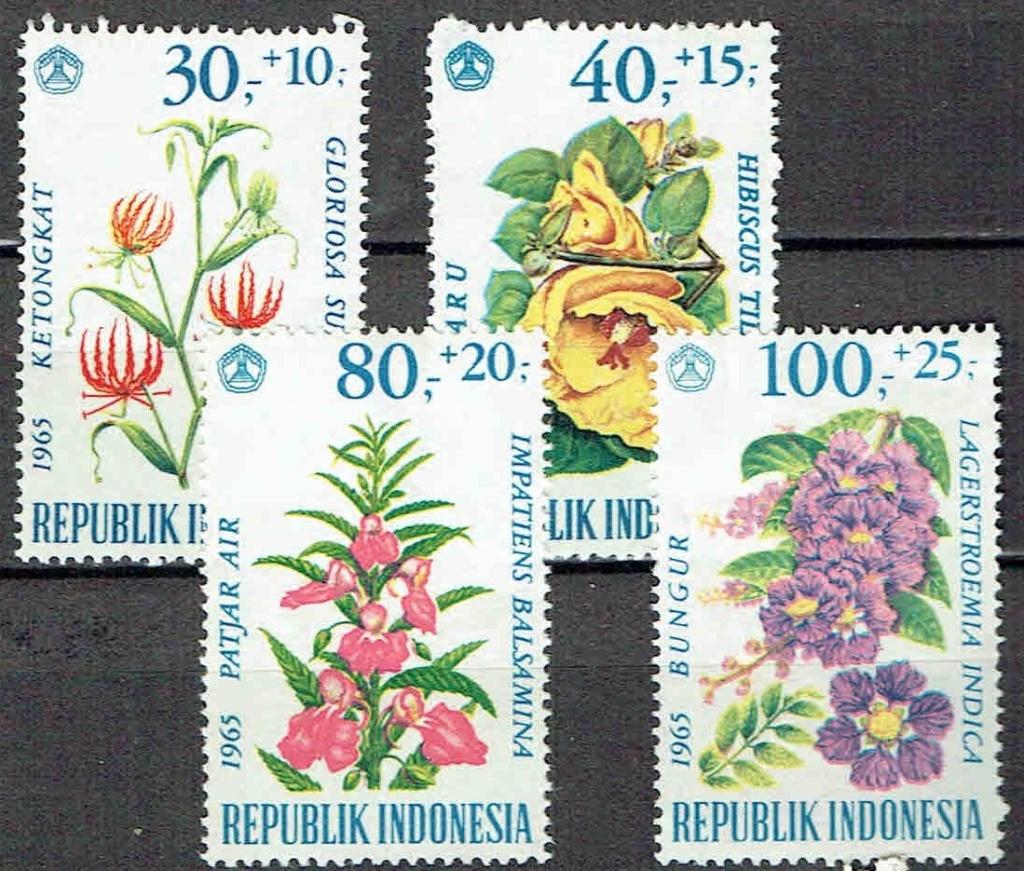 Indonesie 1965 Bloemen, Verzenden, Gestempeld, Dier of Natuur