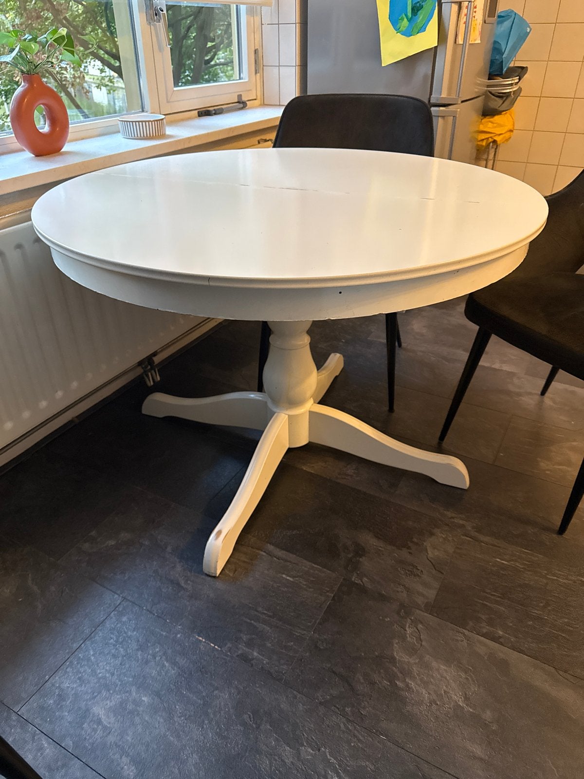 IKEA eettafel, uitschuifbaar - opknapper, Ophalen, Gebruikt, Rond, 100 tot 150 cm