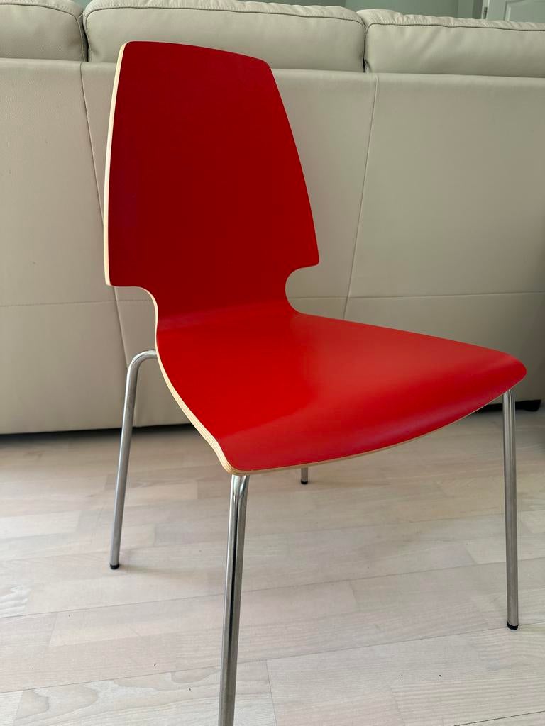 4x IKEA Vilmar stoelen - Rood, Ophalen, Zo goed als nieuw, Vier, Rood