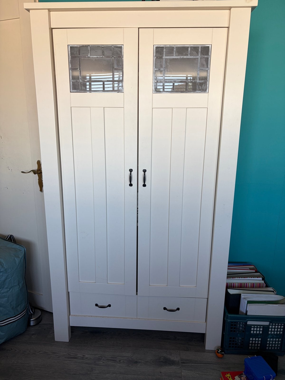 Witte kledingkast met lades en deuren, Ophalen, Gebruikt, 50 tot 100 cm, Met lade(s)