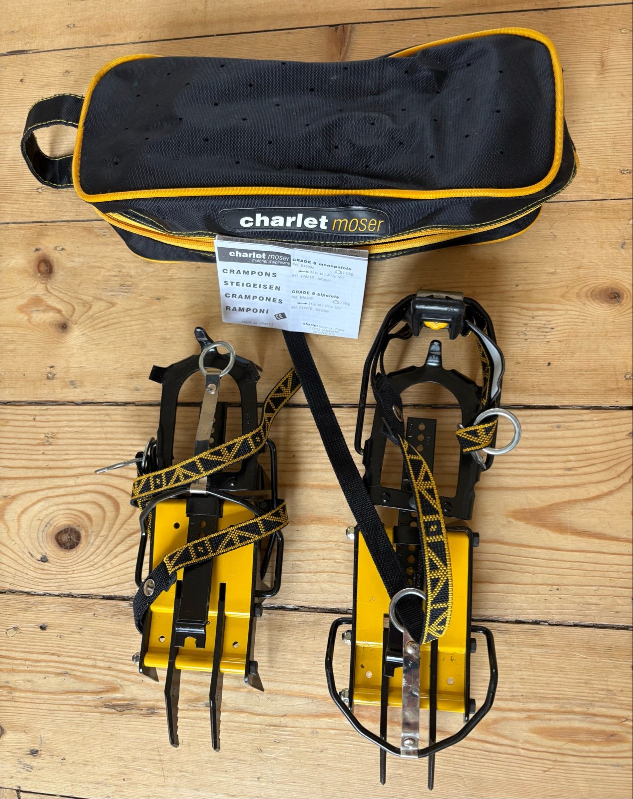 Charlet Moser Grade 8 stijgijzers met tas, Ophalen of Verzenden, Gebruikt, Overige typen