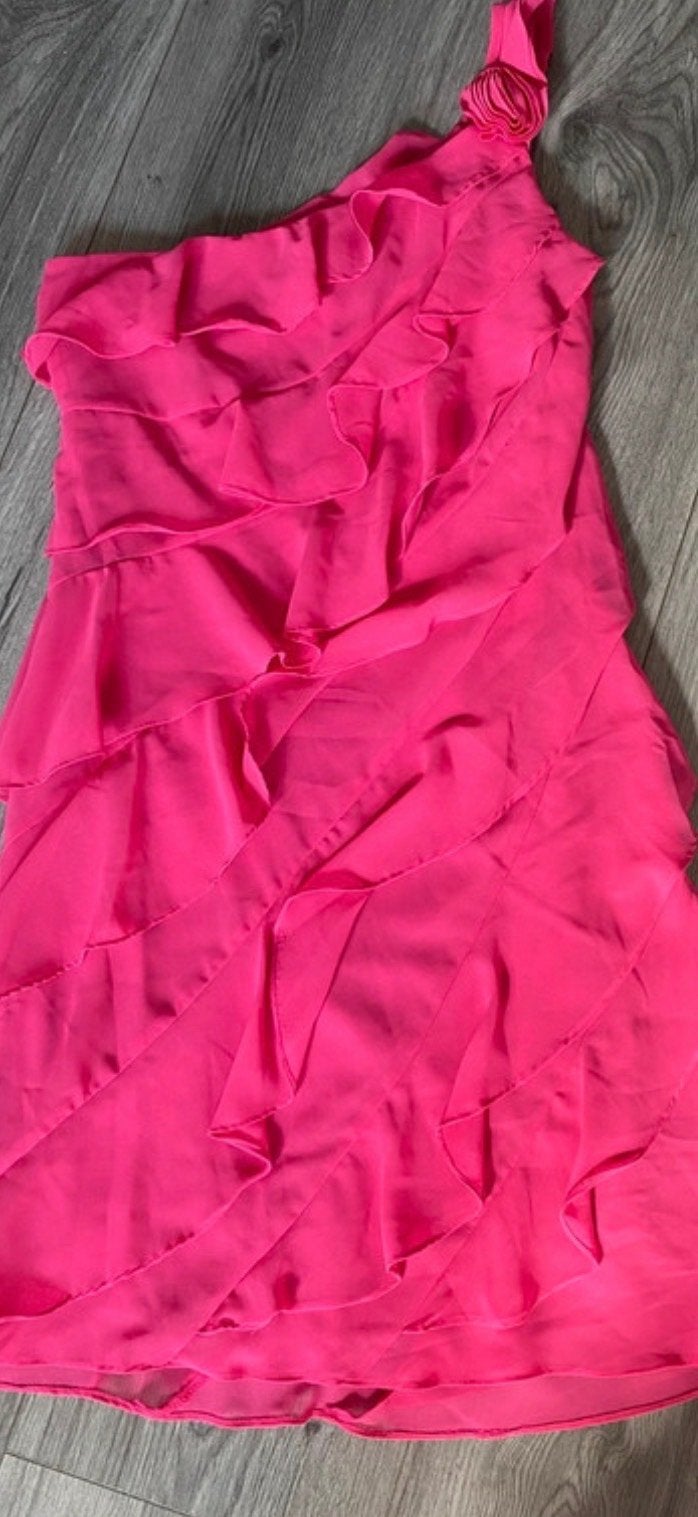 Roze jurk met ruches - El Corte Inglés, Maat 42/44 (L), Ophalen of Verzenden, Zo goed als nieuw, Roze