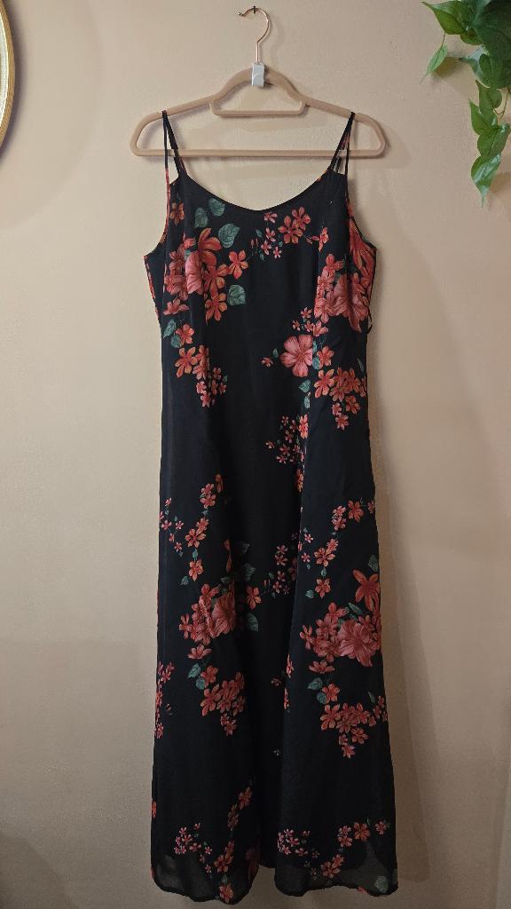 Swing m Bloemen Maxi Jurk Zwart Roze Dames, Maat 38/40 (M), Zwart, Ophalen of Verzenden, Zo goed als nieuw