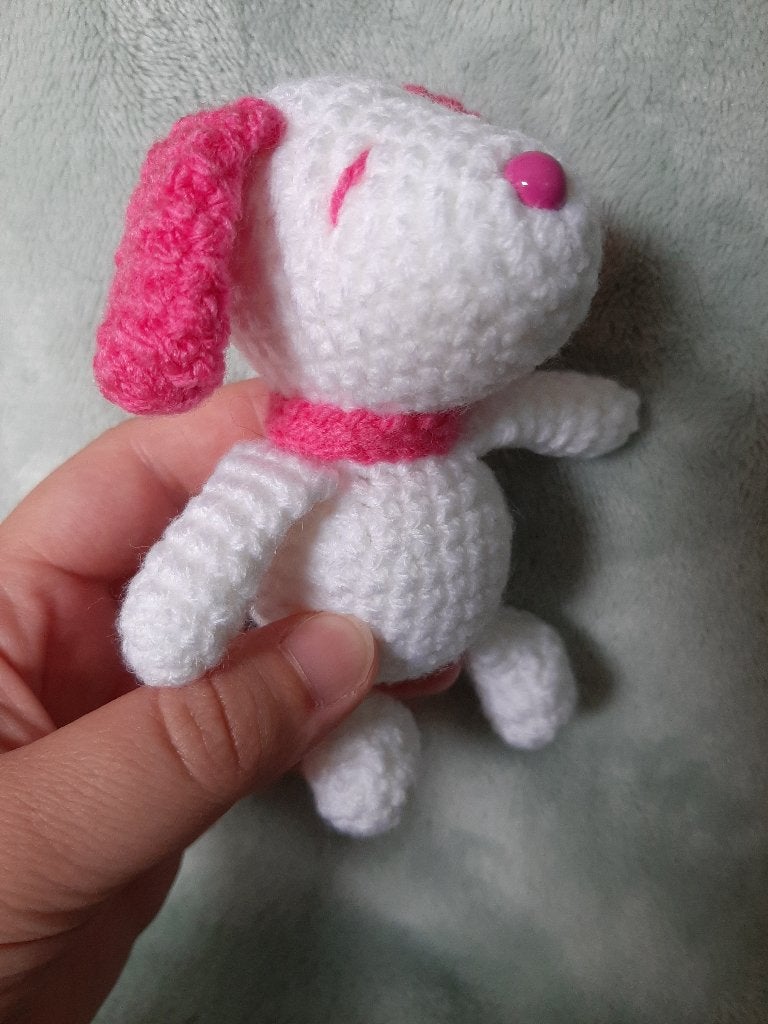 Gehaakte Snoopy knuffel roze, Overige merken, Nieuw, Klein (minder dan 20 cm), Wit