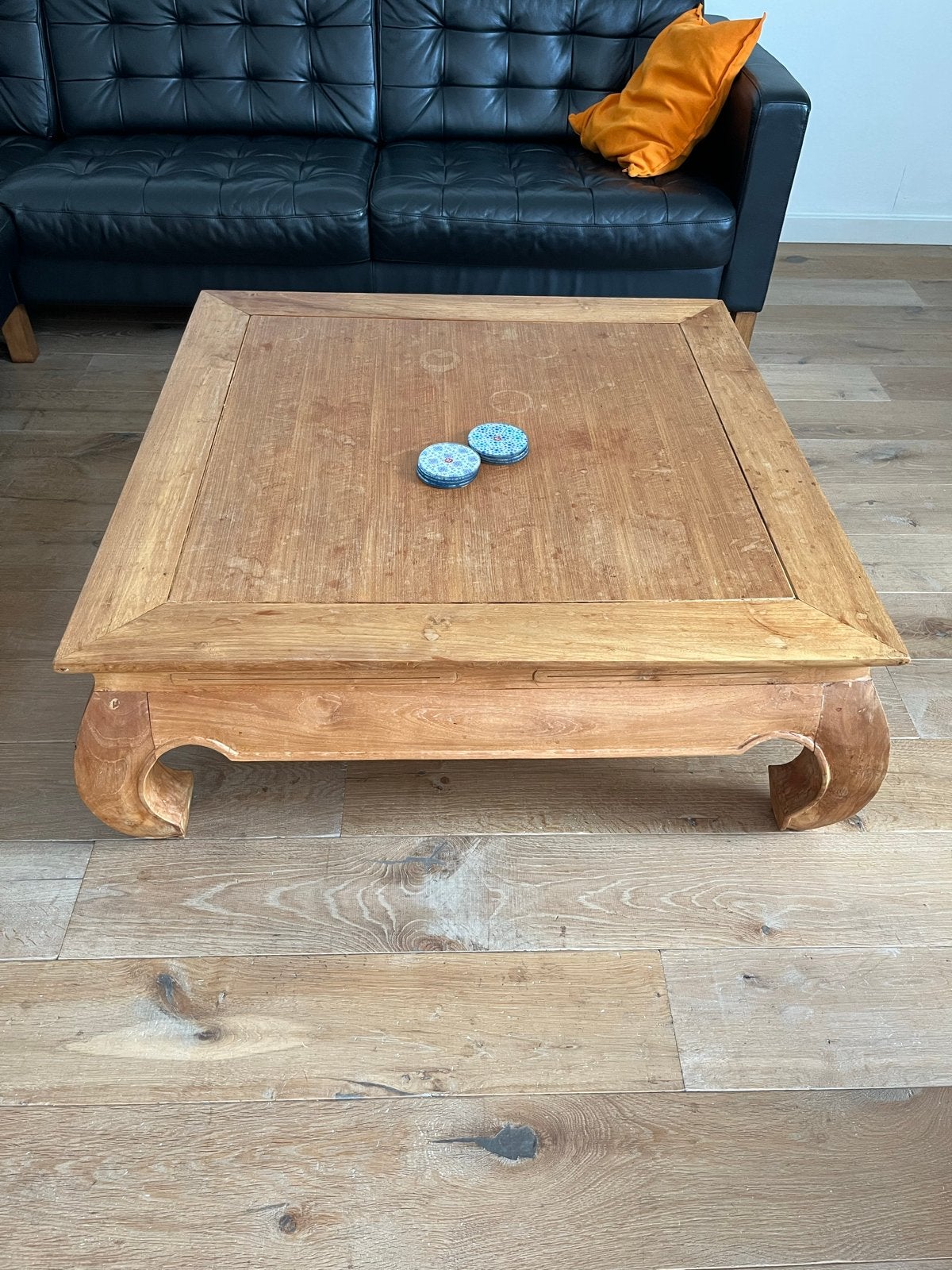 Massieve houten salontafel, vierkant, Ophalen, Gebruikt, Vierkant, 50 tot 100 cm