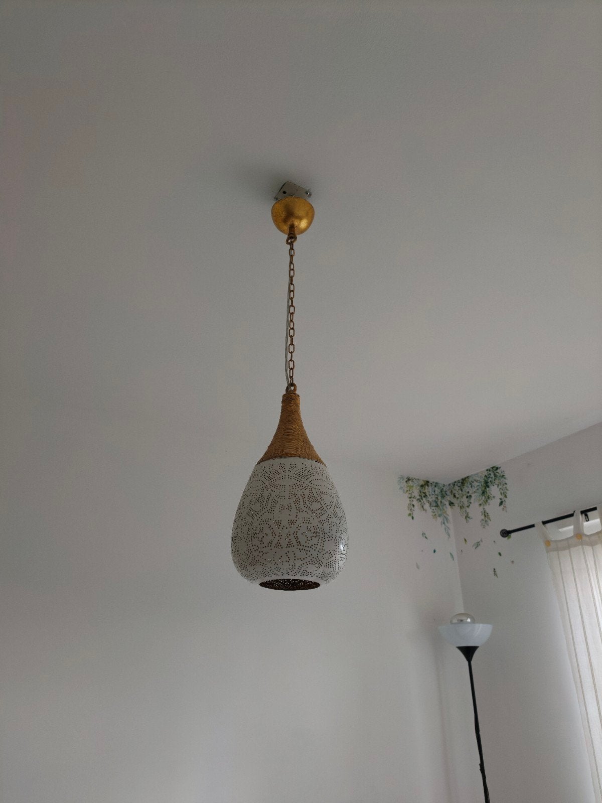 Witte Oosterse hanglamp, Huis en Inrichting, Ophalen, Zo goed als nieuw, Metaal, Bohemian, Modern, Sfeervol