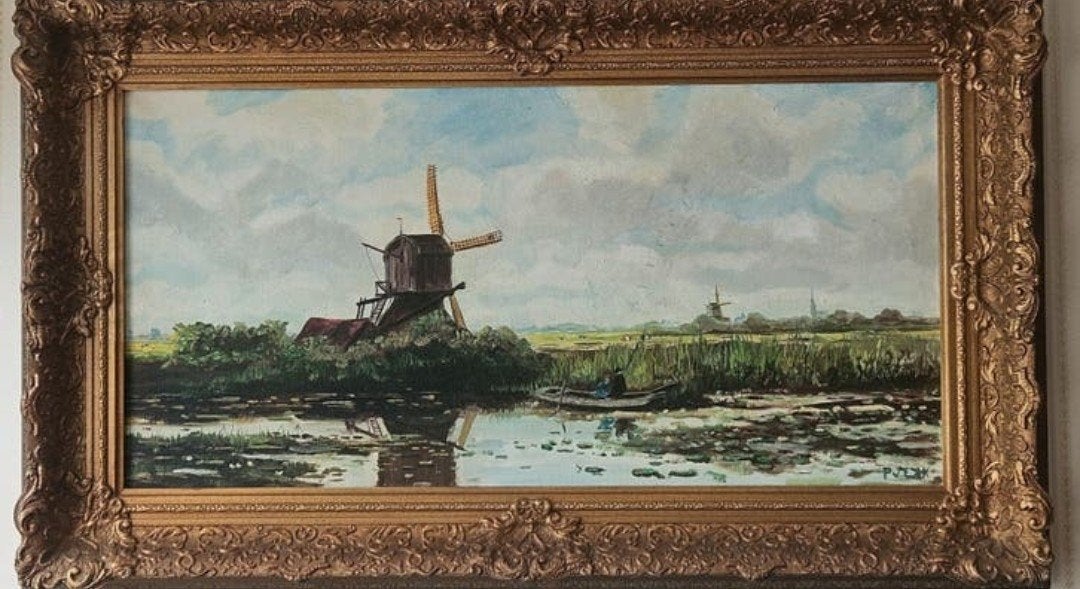Oud koeieschilderij STELT Gein ABCOUDEVOOR Hijderijker Lijst, Ophalen