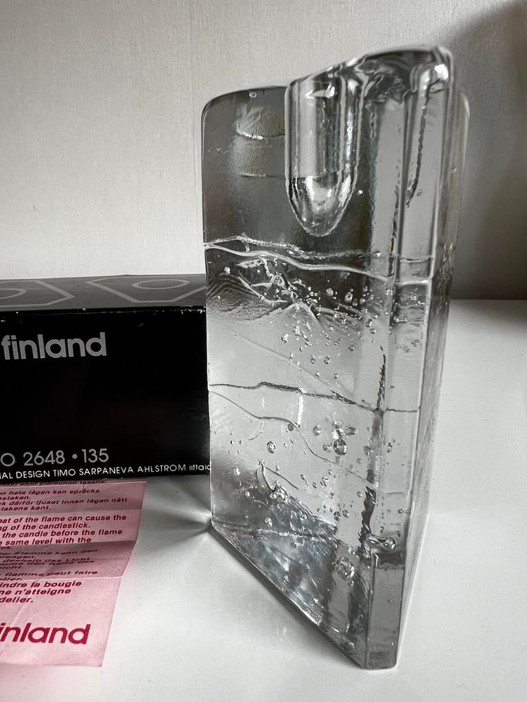 Iittala Arkipelago Glas Kandelaar Driehoek T. Sarpaneva Ø13, Overige materialen, Ophalen of Verzenden, Zo goed als nieuw, Kandelaar