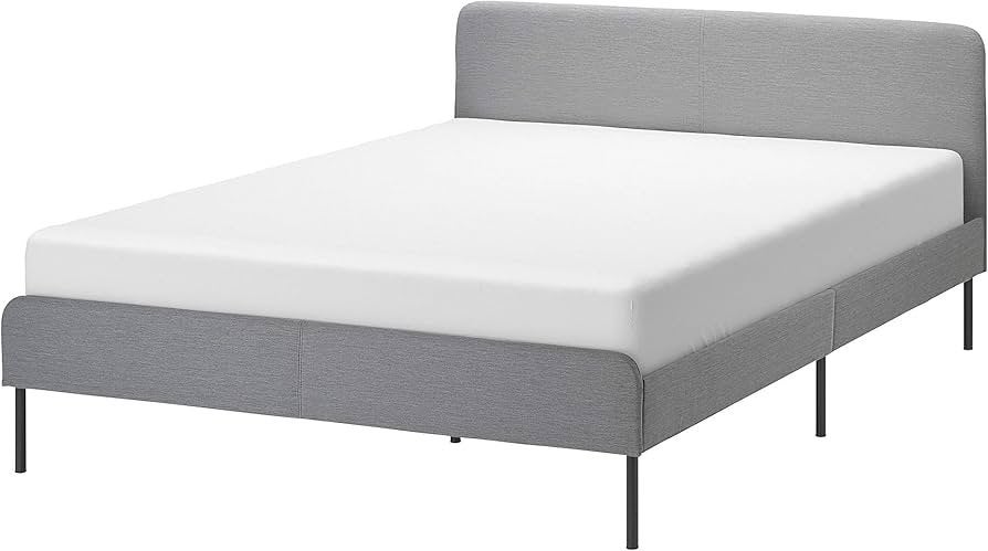 Tweepersoonsbed 140 x 200 cm - Bed Slattum Ikea licht grijs, Ophalen, Tweepersoons, 140 cm, Zo goed als nieuw