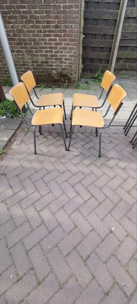 Leuke set schoolstoelen, Ophalen, Bruin, Hout, Vier