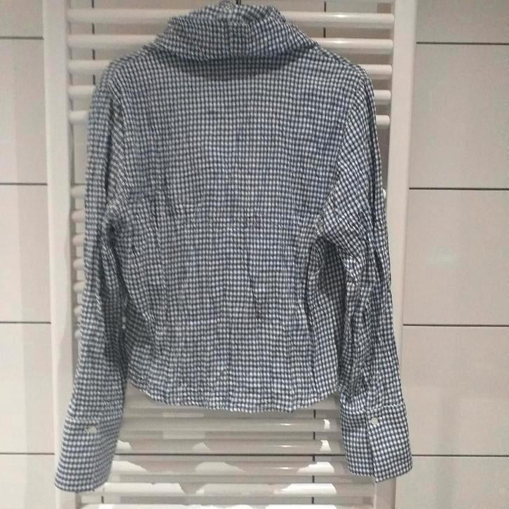 Blauw/wit geblokte blouse mt.42 van Alma Mater, Blauw, Alma mater, Maat 42/44 (L), Ophalen of Verzenden