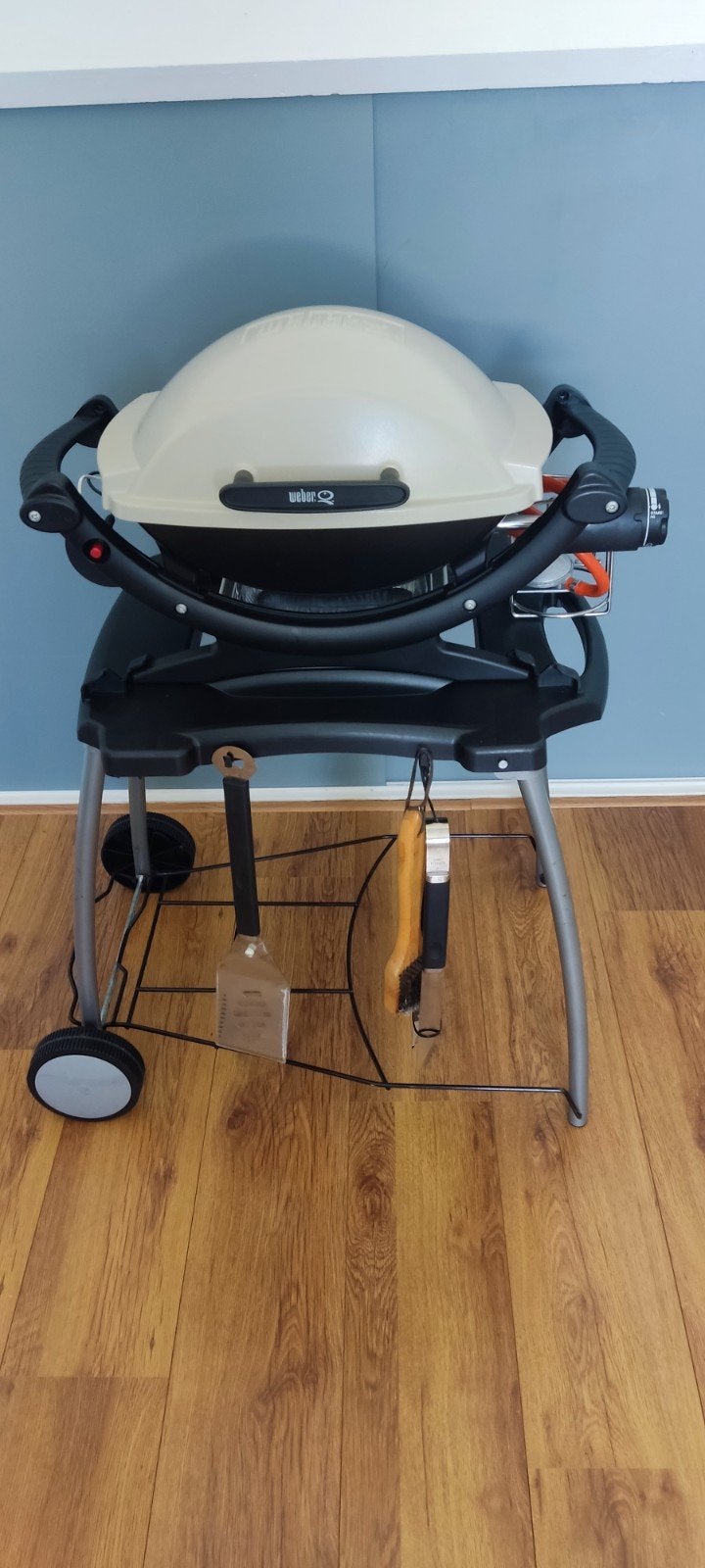 Te koop Weber Q100 incl standaard en hoes., Ophalen, Zo goed als nieuw