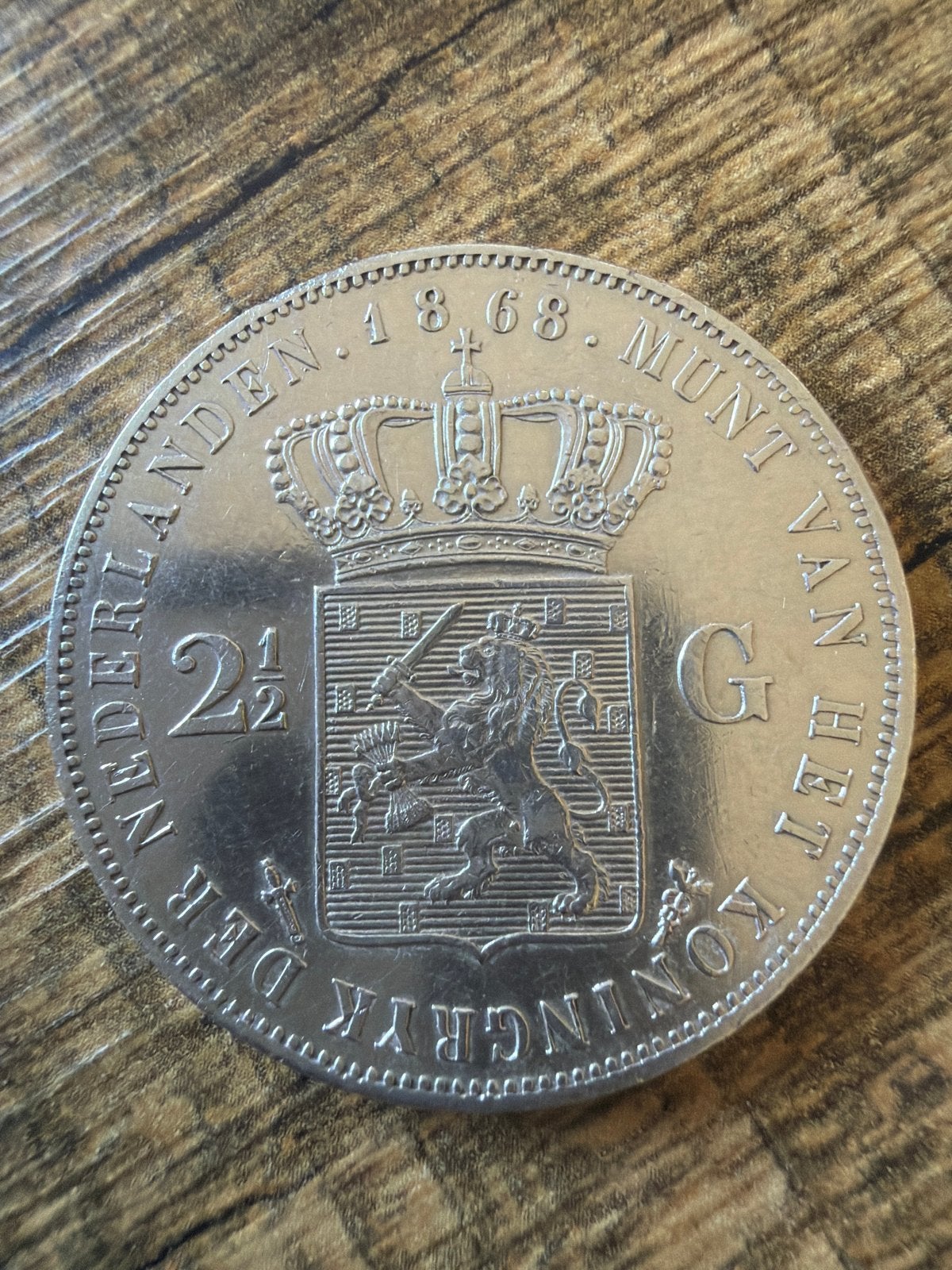 Prachtige Zilveren 2½ Gulden Koning Willem III 1868, Koning Willem III, Zilver, Ophalen of Verzenden, Losse munt