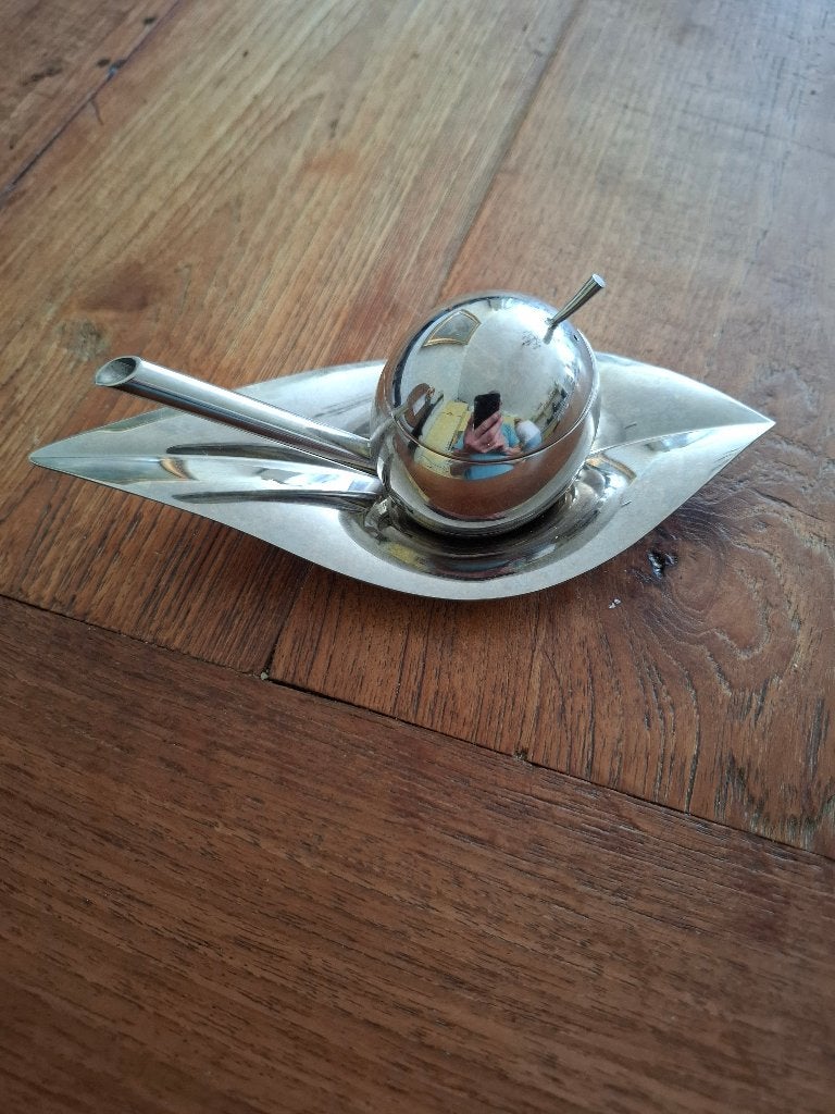 Mooie olijfolie set van Alessi, Overige typen, Zilver, Ophalen of Verzenden, Zo goed als nieuw