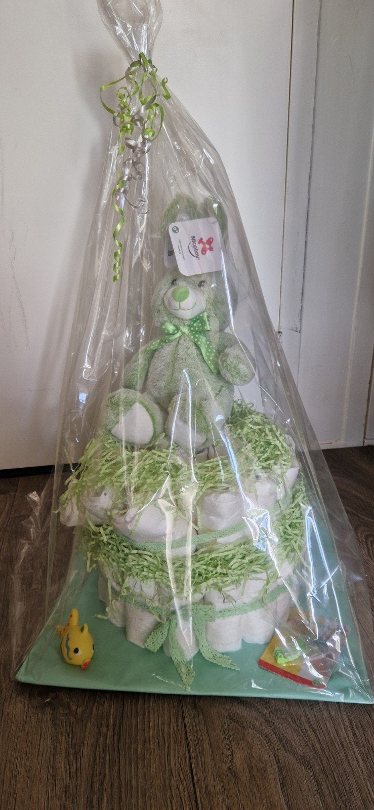 Nieuwe luiertaart met knuffelbeer - Kraamcadeau, Ophalen of Verzenden