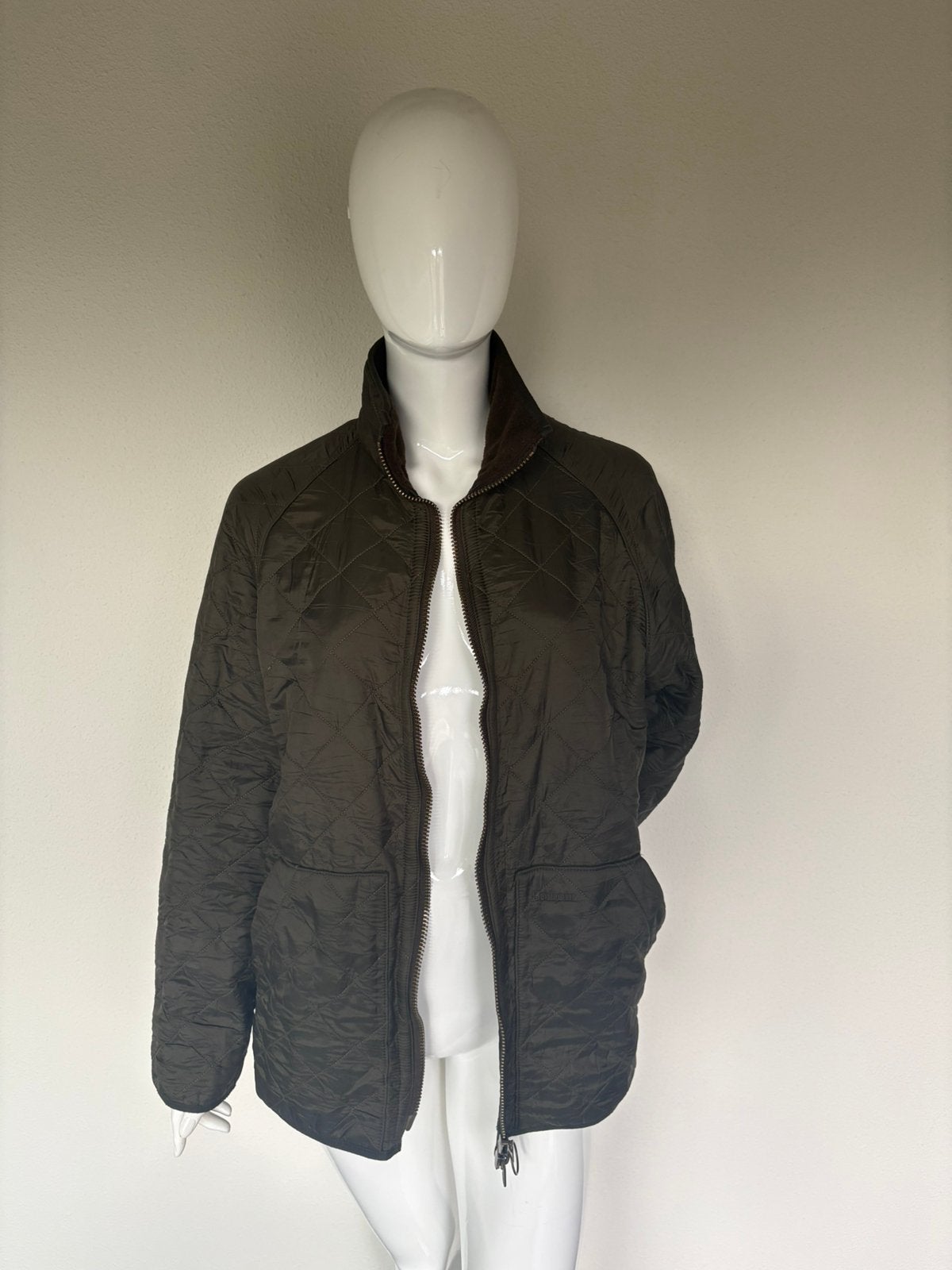 BARBOUR VINTAGE POLAR QUILTED JACKET GROEN HEREN L ZGAN, Kleding | Heren, Ophalen of Verzenden, Zo goed als nieuw, Maat 52/54 (L)