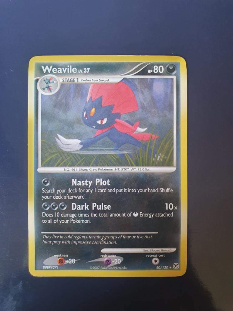Weavile LV.37 Pokémon Kaart (DPBP#271), Ophalen of Verzenden, Gebruikt, Losse kaart