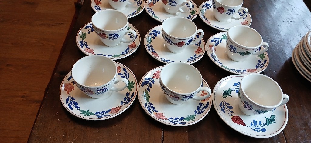Boerenbont Boch theekopjes met schotels, 7st 3 euro p.st., Antiek en Kunst, Ophalen of Verzenden