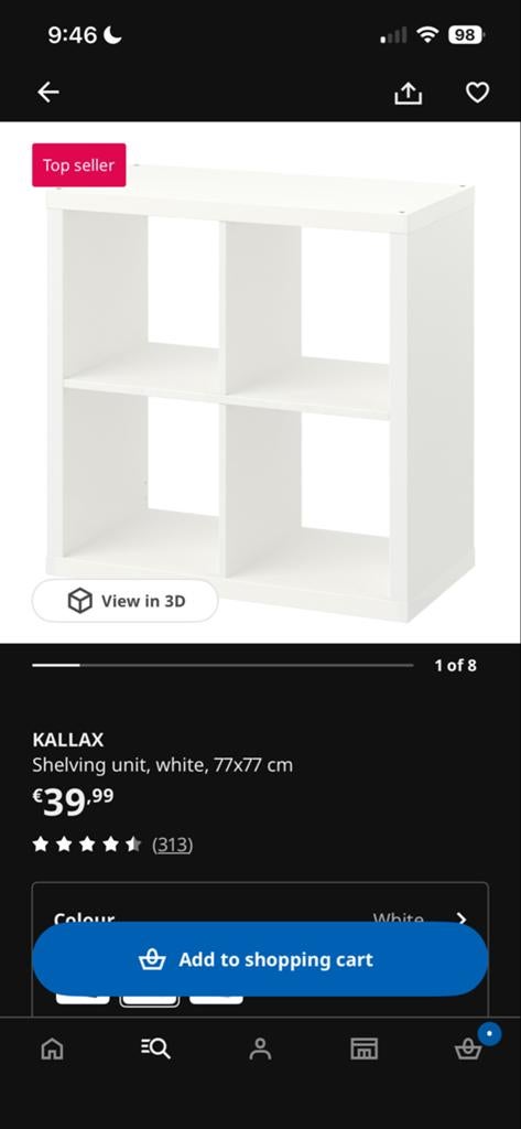 IKEA KALLAX Open Kast Wit 77x77 cm, Ophalen, Zo goed als nieuw