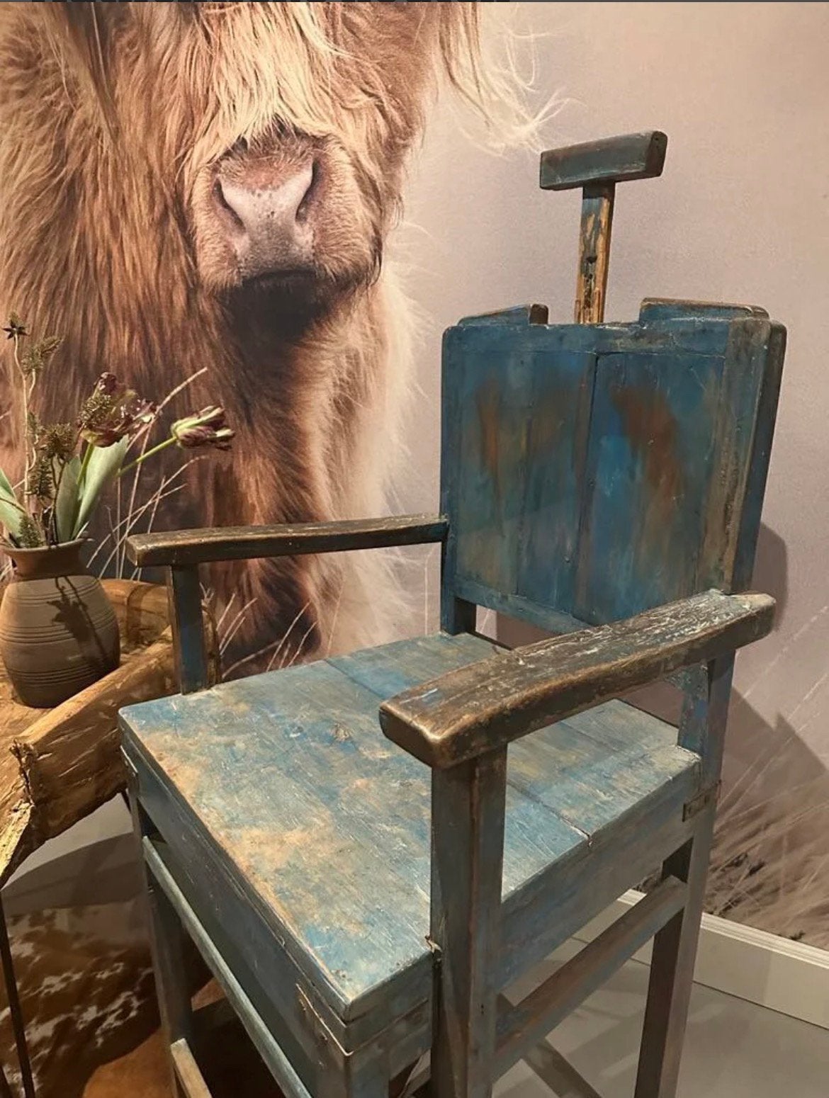 Authentieke houten kappersstoel - 110x55x50 cm, Ophalen