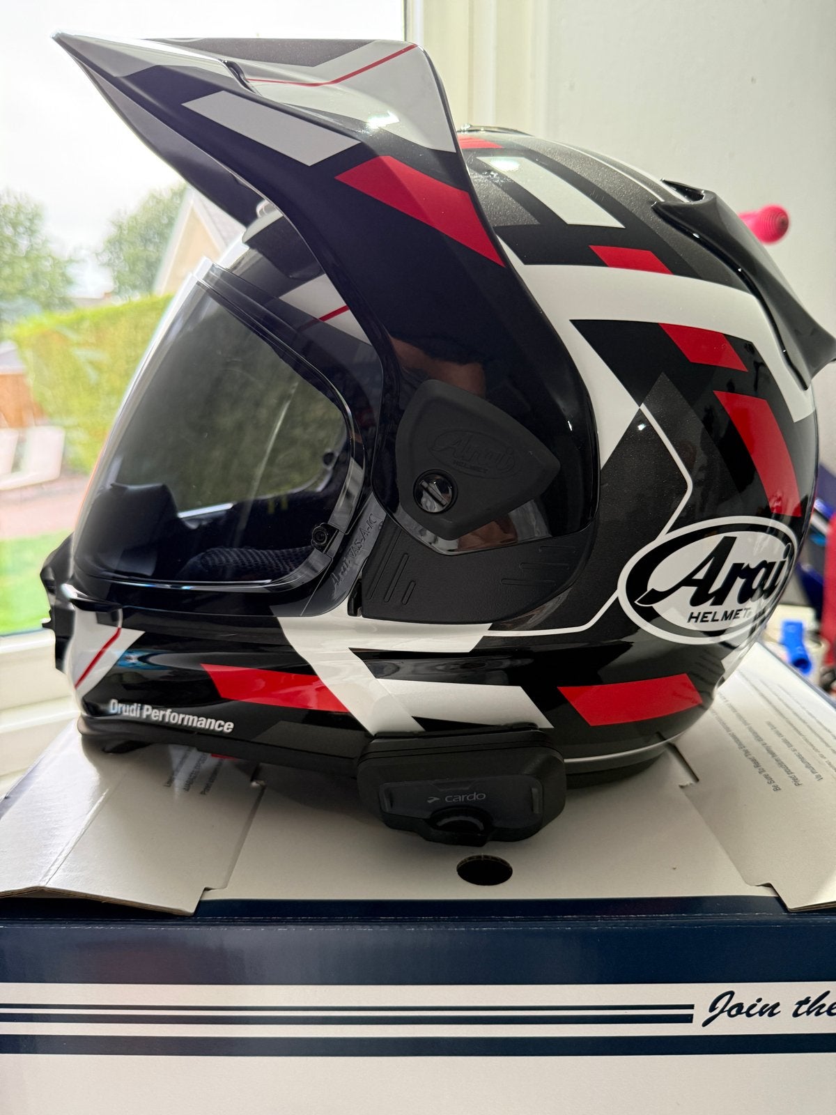 Arai Tour-X 5 helm met Cardo communicatiesysteem, Arai, Ophalen of Verzenden, Tweedehands, Heren