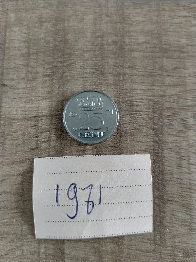 NL 25 Cent 1971 , Juliana, Verzenden, Koningin Juliana, 25 cent, Losse munt