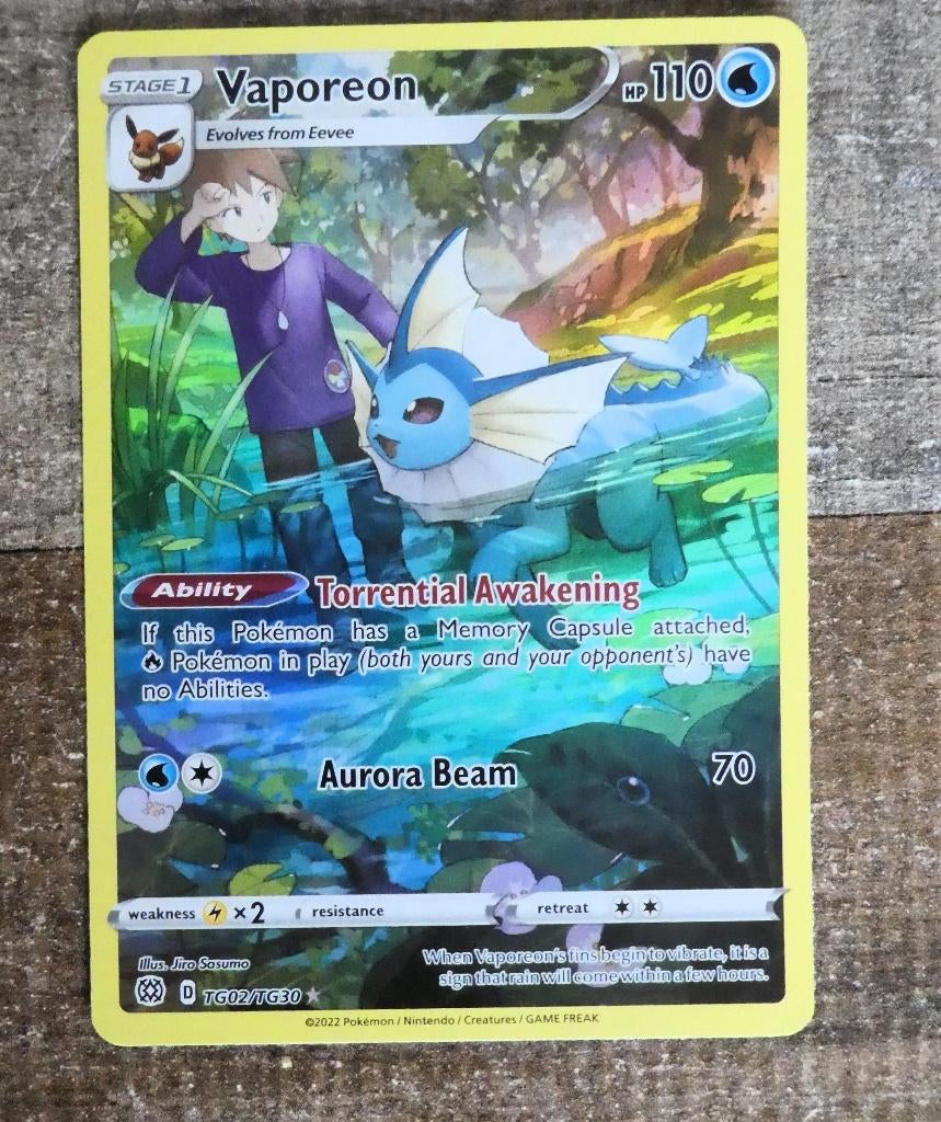 Pokémon Kaart TCG Vaporeon  Holo Secret Rare., Hobby en Vrije tijd, Verzamelkaartspellen | Pokémon, Ophalen of Verzenden, Zo goed als nieuw