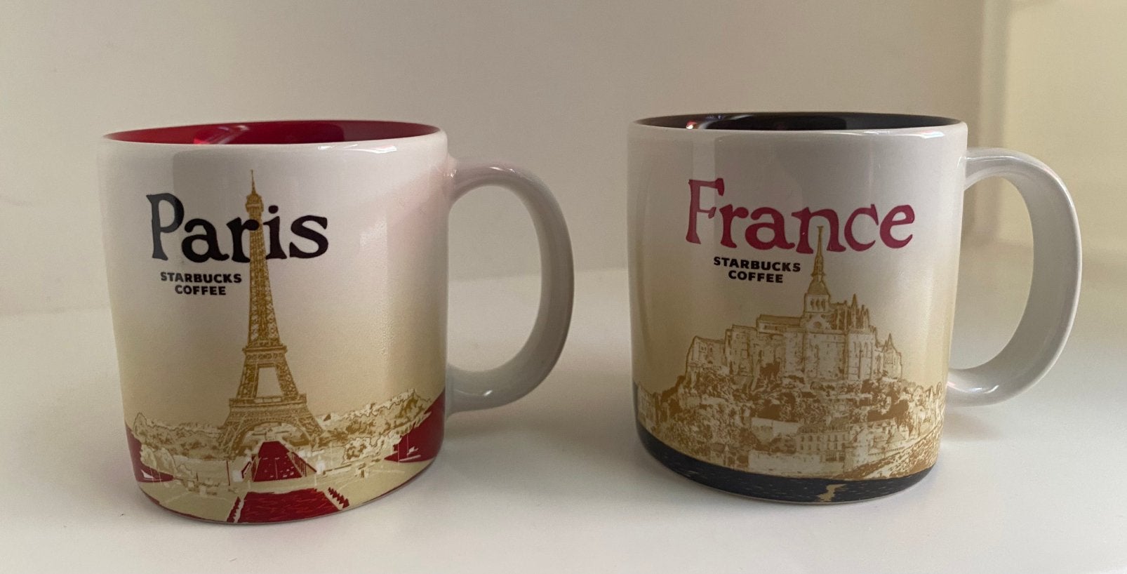 2 Verschillende espresso mokjes van Starbucks. Hoogte 6 cm., Ophalen of Verzenden, Zo goed als nieuw, Overige stijlen, Starbucks