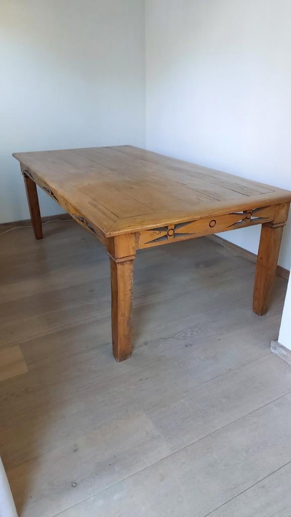 Koloniale eettafel teak 210x110 cm, Ophalen, Gebruikt, 100 tot 150 cm, Koloniaal teak