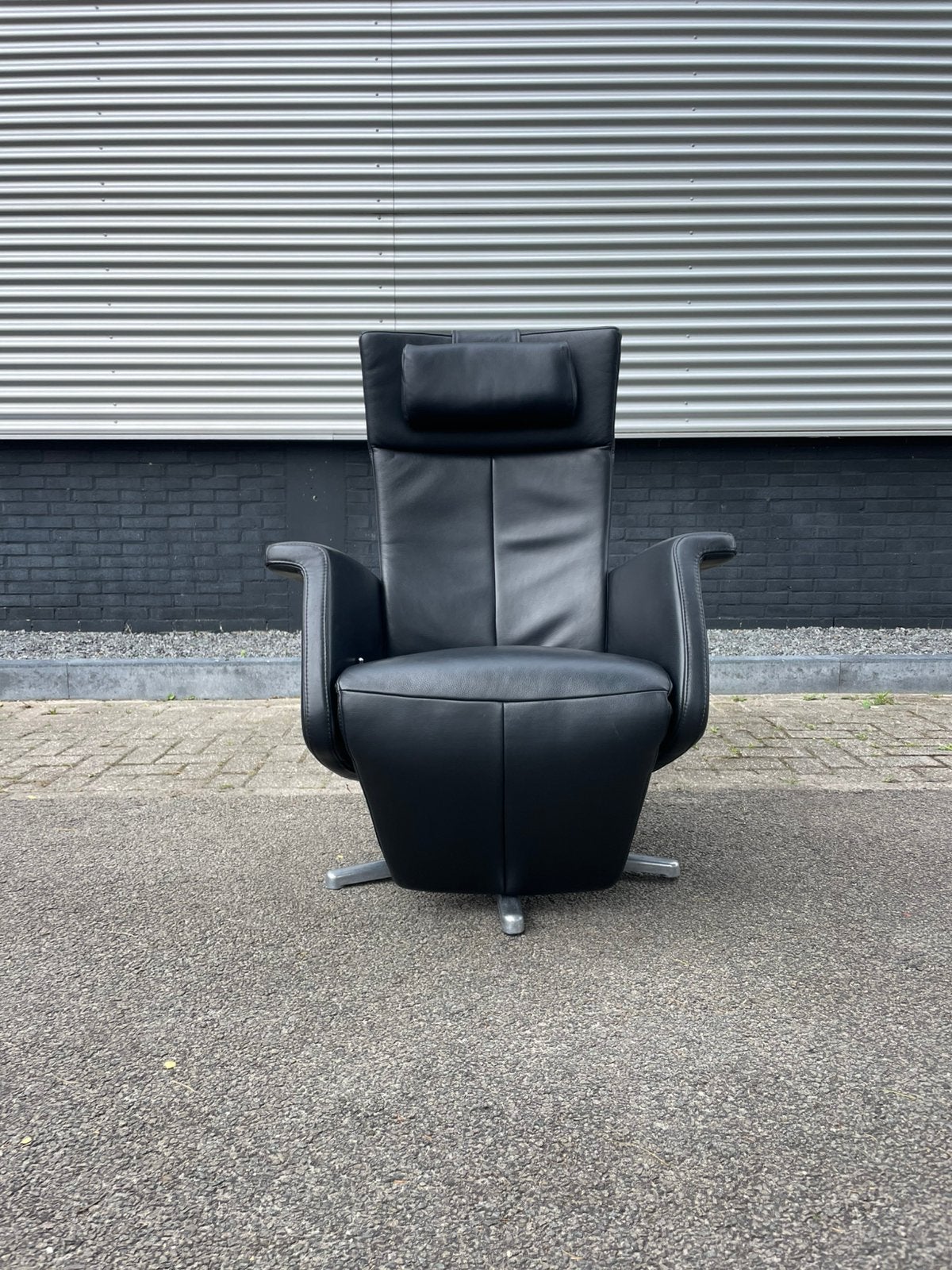 Zwarte leren de toekomst relax fauteuil / relax stoel, Ophalen, Minder dan 75 cm, 50 tot 75 cm, A