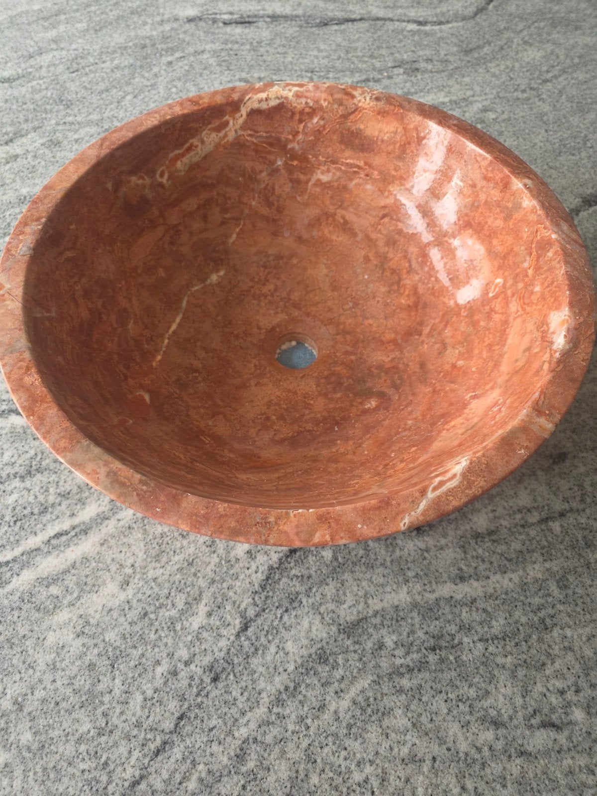 Nieuwe waskom marmer rood 46 cm diameter, Ophalen, Nieuw, Steen, Wastafel