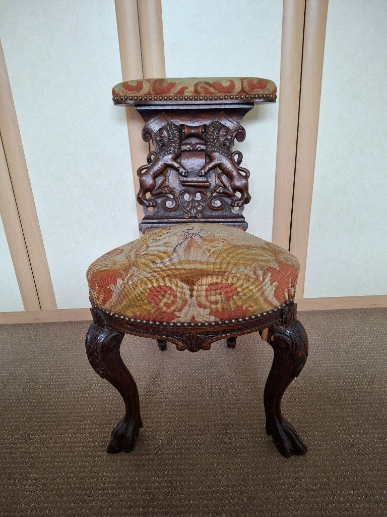 Antieke stoel Engelse chaise voyeuse, Antiek en Kunst, Antiek | Meubels | Stoelen en Banken, Ophalen